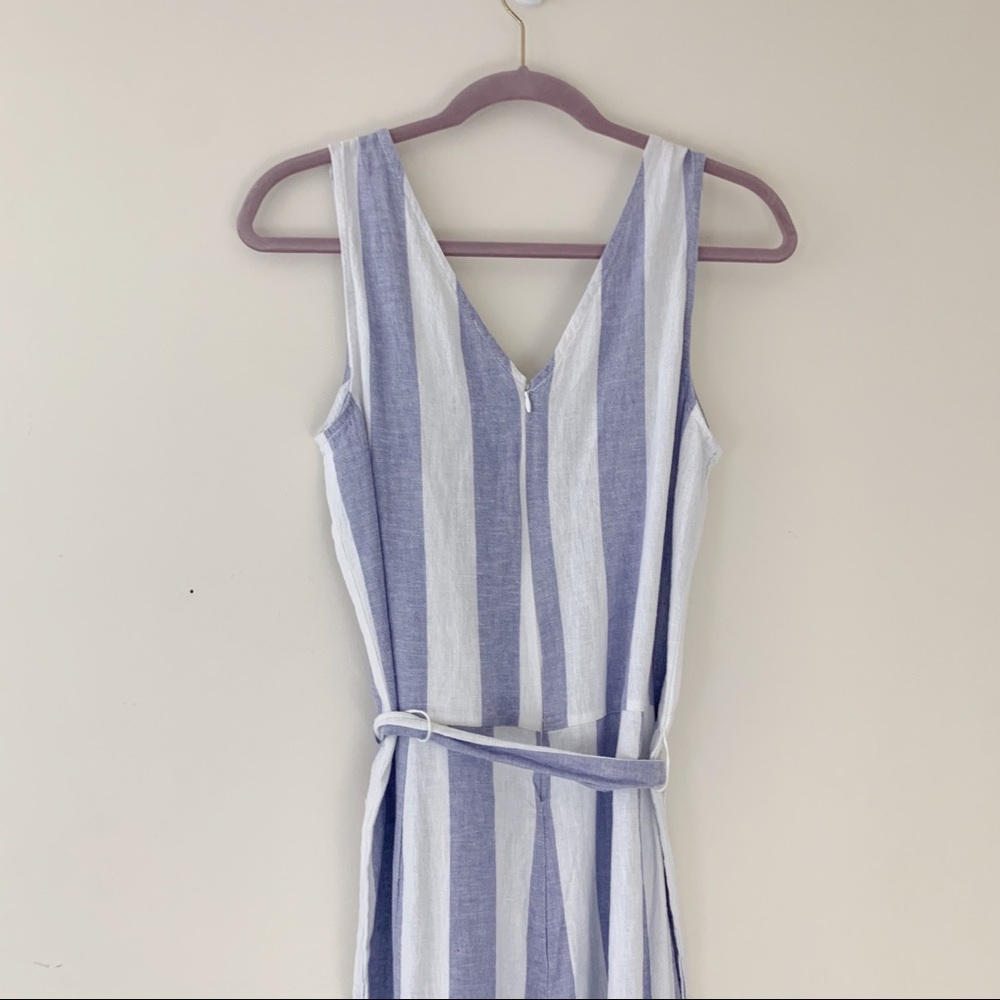 NWT BEACHLUNCHLOUNGE Striped Lennon Jumpsuit Blue White Linen Size Small - Picture 6 of 11